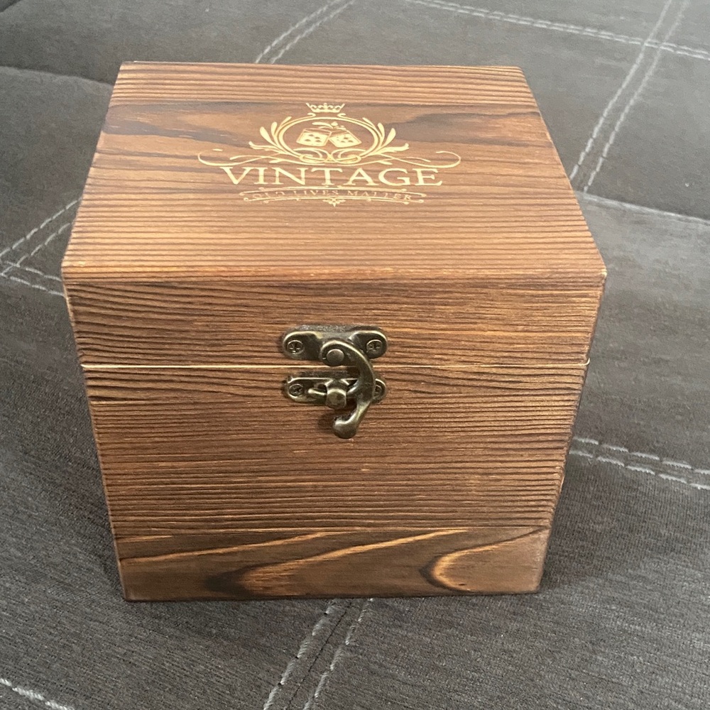 Vintage Wooden Box with Gold Design